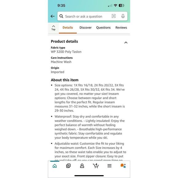 Snow Country Outerwear Rider Pant Black Snow Pants Plus Size New in Package - Picture 4 of 9